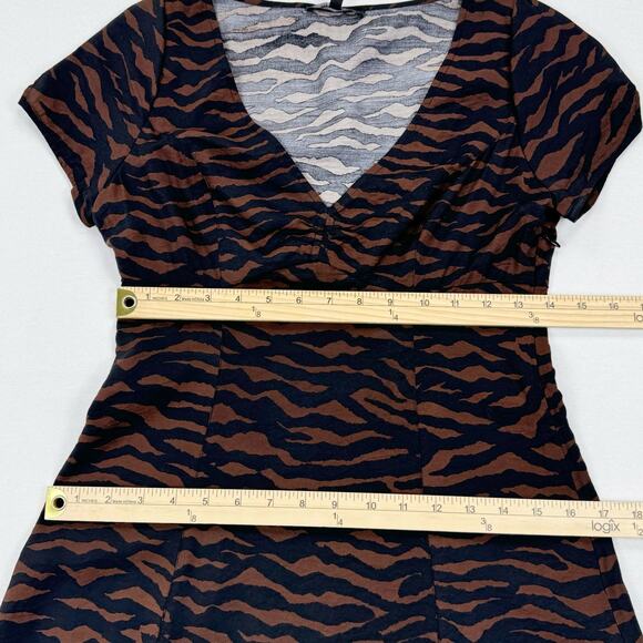 Madewell Dress Womens 0  Brown Black Zebra V-Neck Mini Abstract Animal - Picture 13 of 15